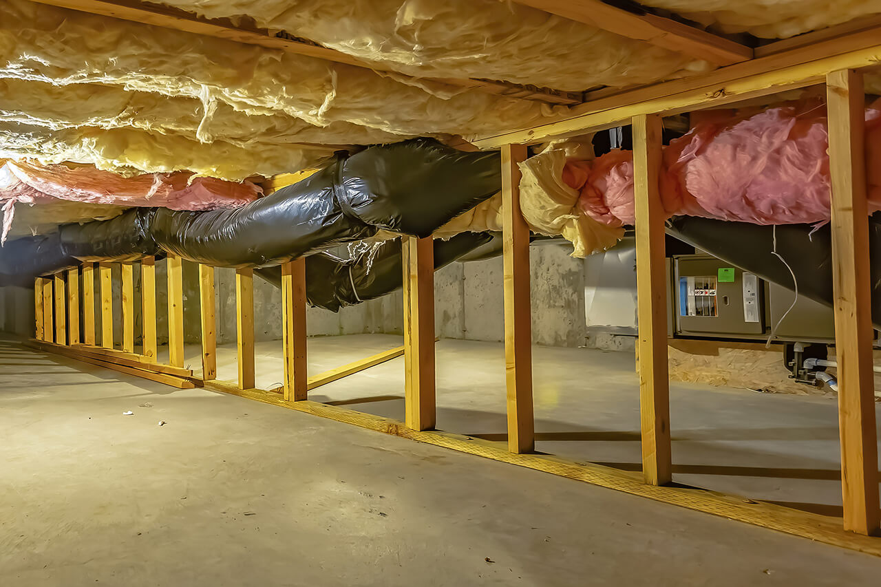 crawl space prepared for an encapsultion