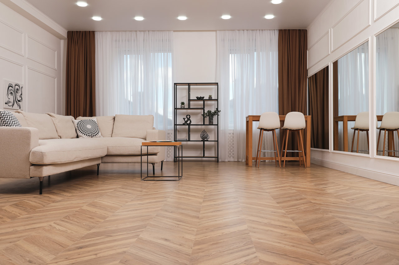 Hardwood floor in a modern living room
