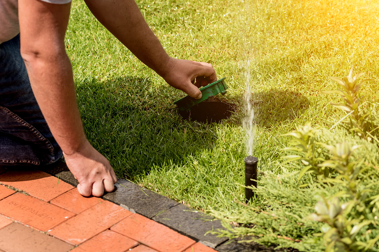 professional servicing sprinkler system during maintenance