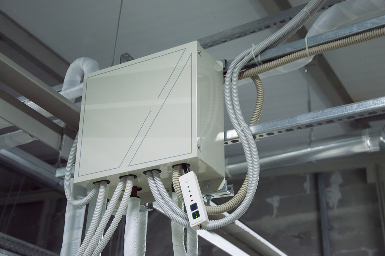 air handler unit installed under roof