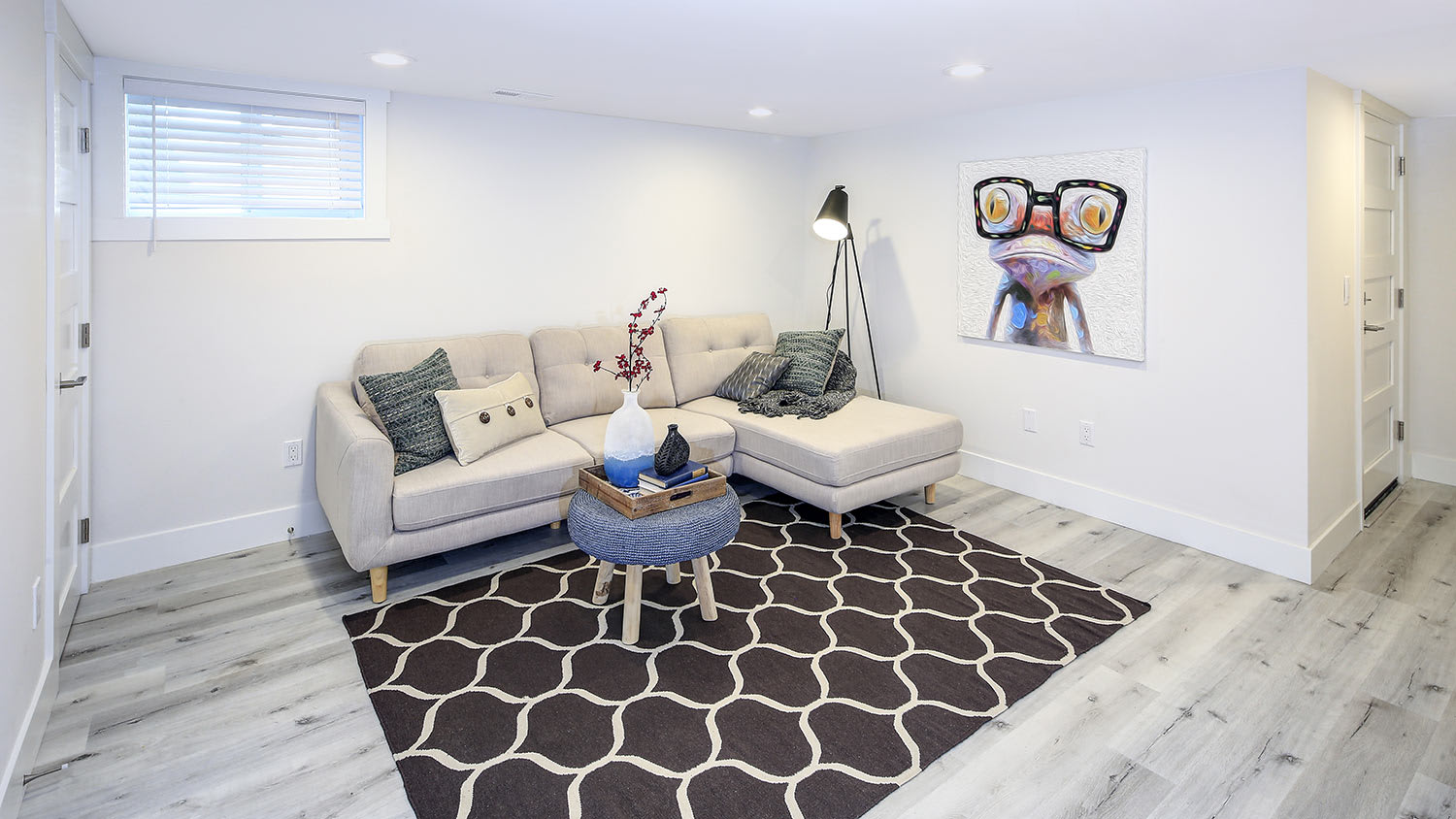 Family room in basement