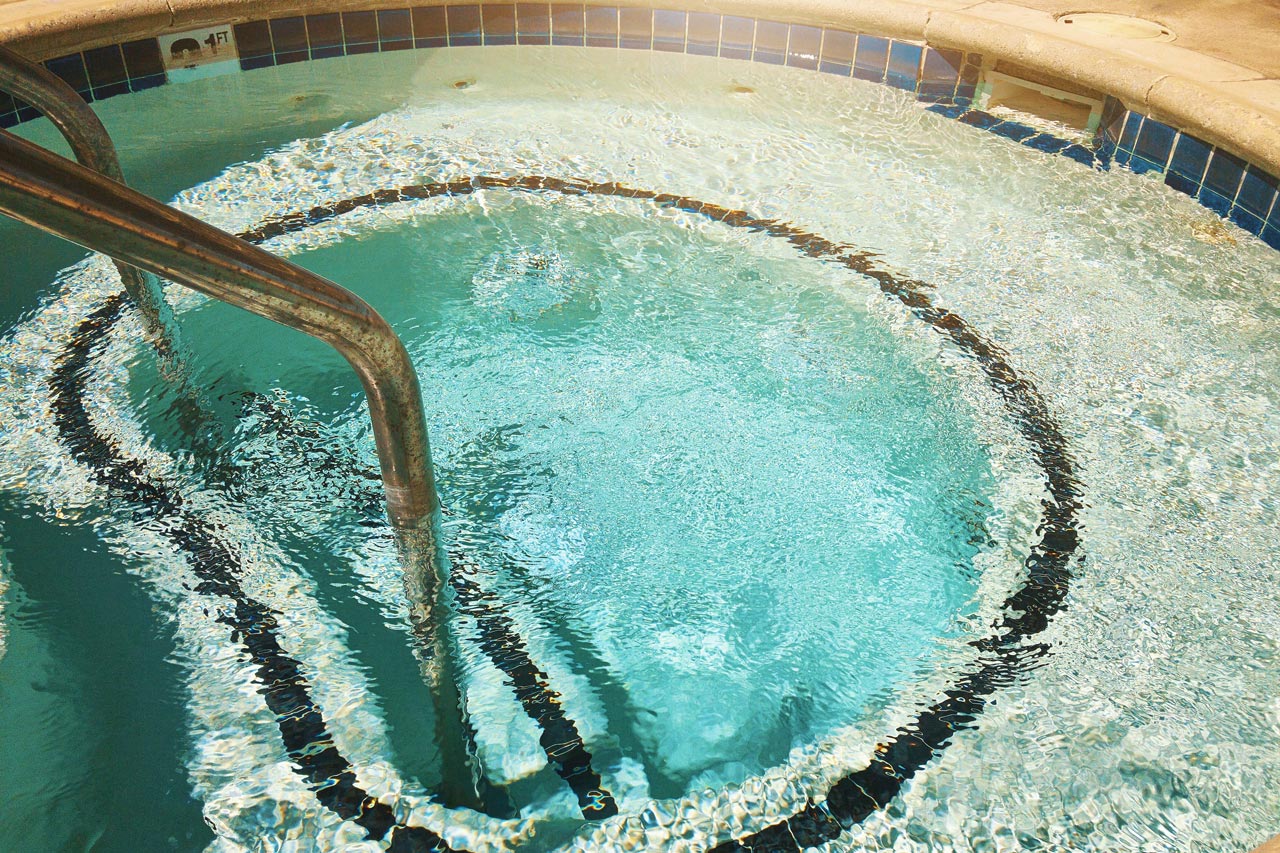 outdoor spa pool or spool in backyard