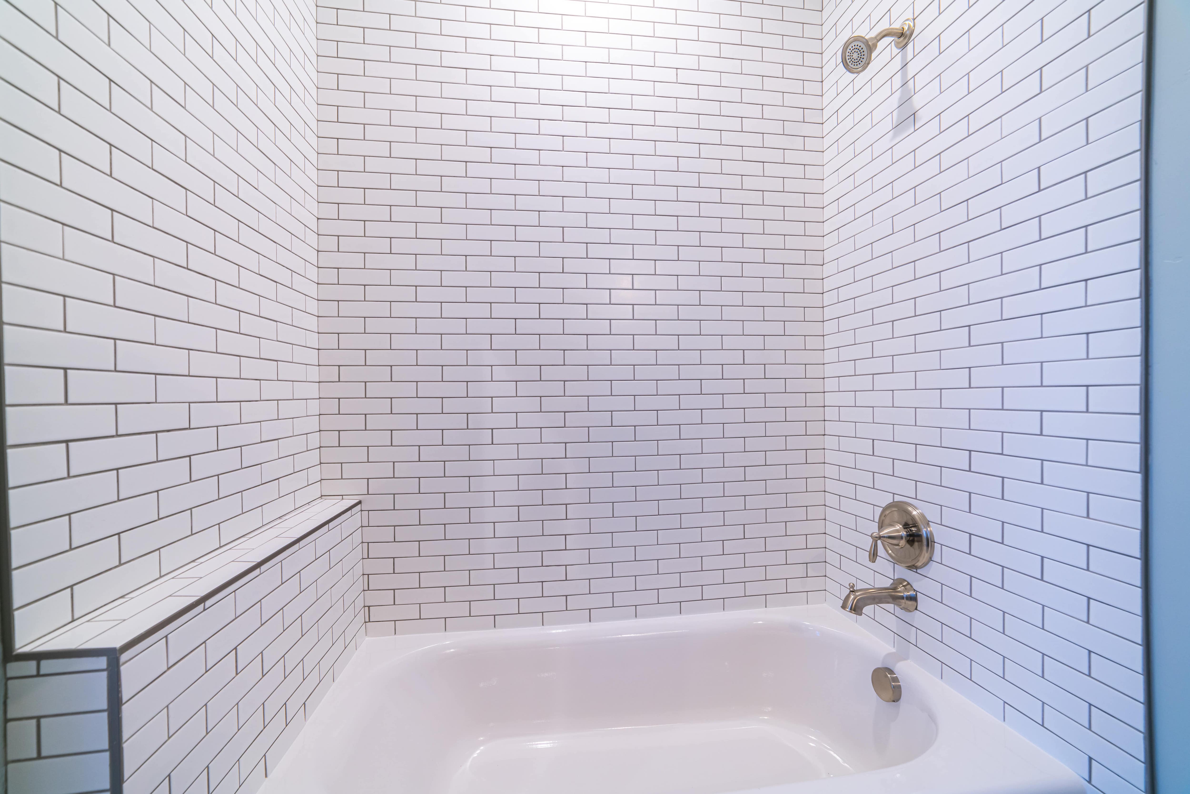 White subway tiled shower