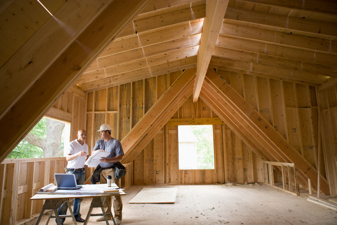 Workers discussing in a construction site